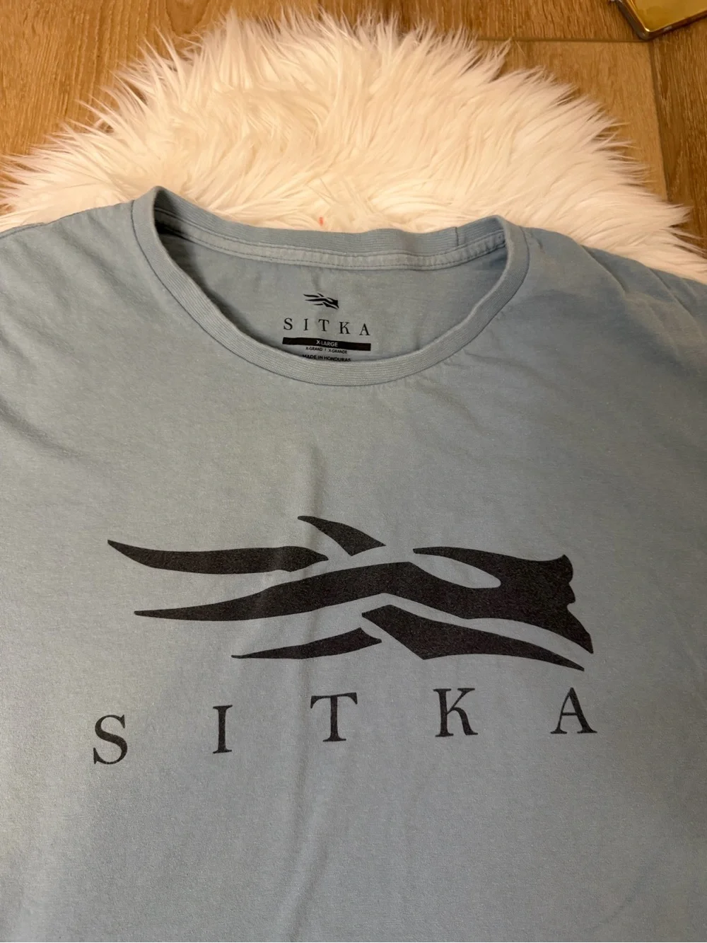 Sitka Men's Short Sleeve Logo Tee in Light Blue 100% Pima Cotton XL - Picture 2 of 5